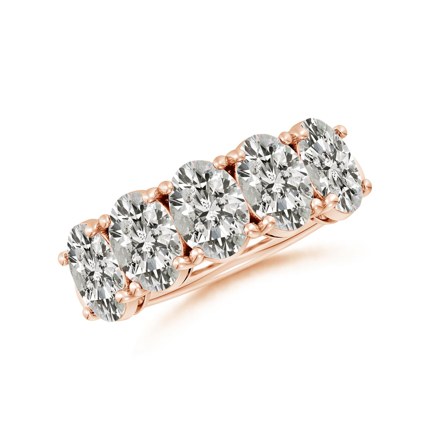 Angara 3.8 Carats Oval Diamond Five Stone Classic Anniversary Ring in 14K Rose Gold