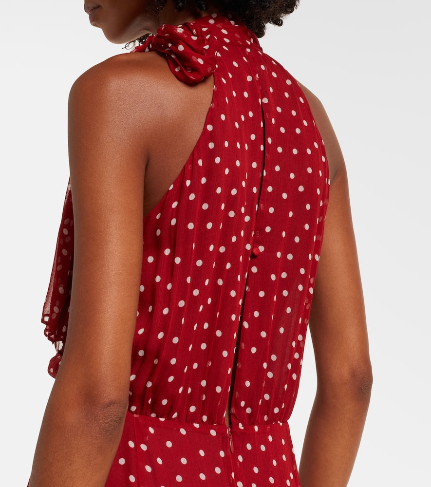 Abi polka-dot chiffon midi dress
