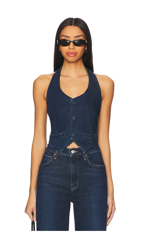 Good American Denim Halter Vest in Indigo724.  2X also in 4X, 5X, L