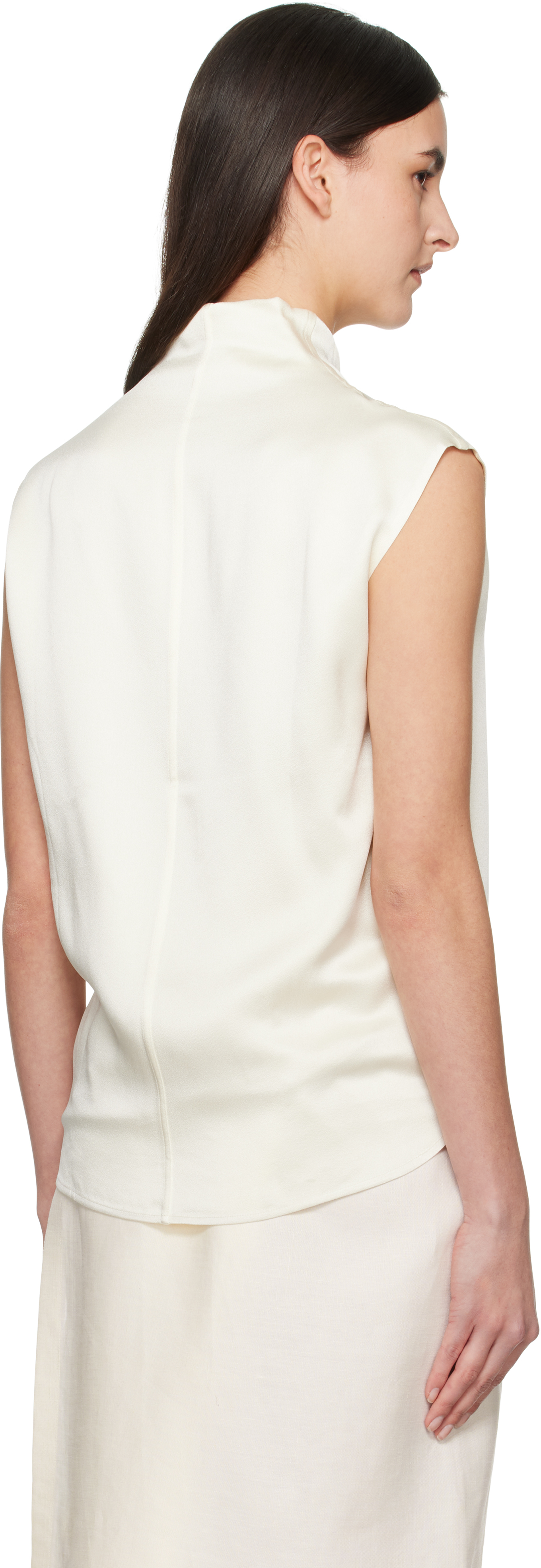 TOTEME Off-White Sleeveless Funnel Neck Blouse