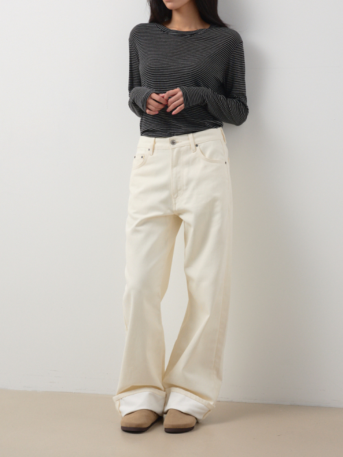 Stripe Wool Tencel Top