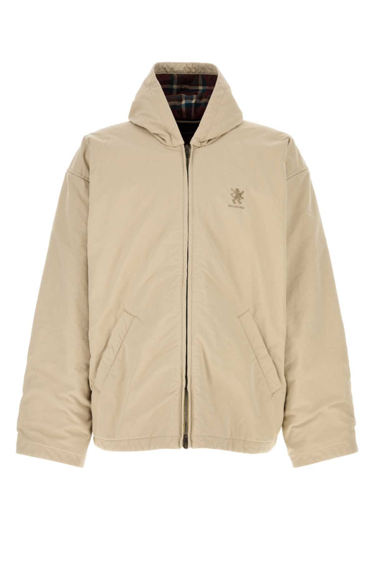 Balenciaga - cotton blend hooded jacket embroidered logo