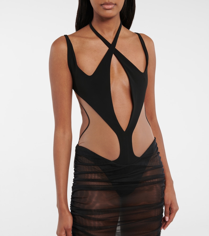 Cutout stretch-jersey midi dress