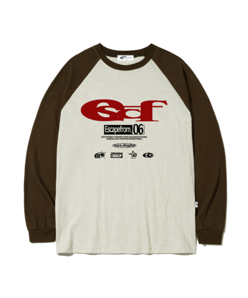 Red ESCF Logo Collage Print Long Sleeve Brown