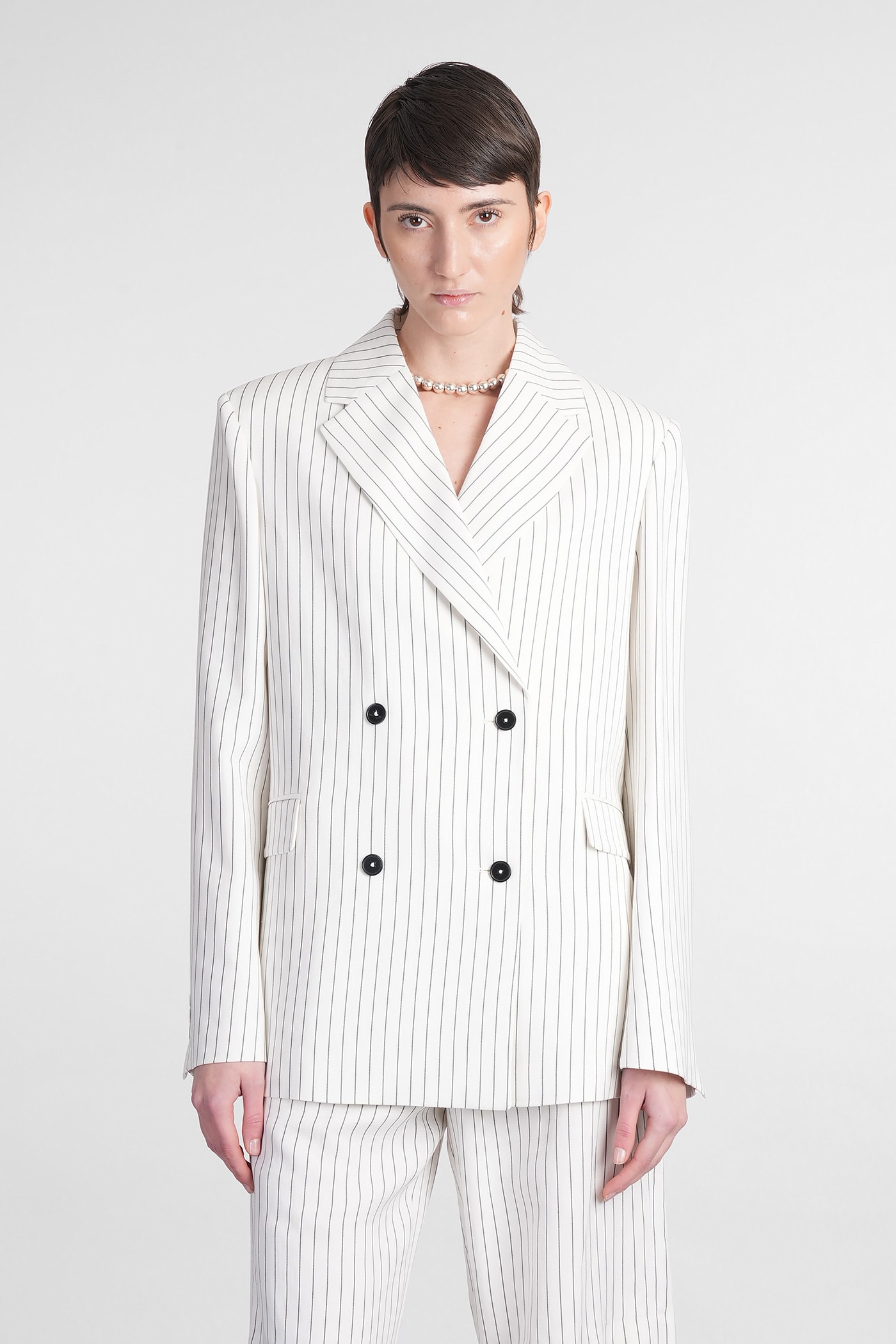Striped blazer - White