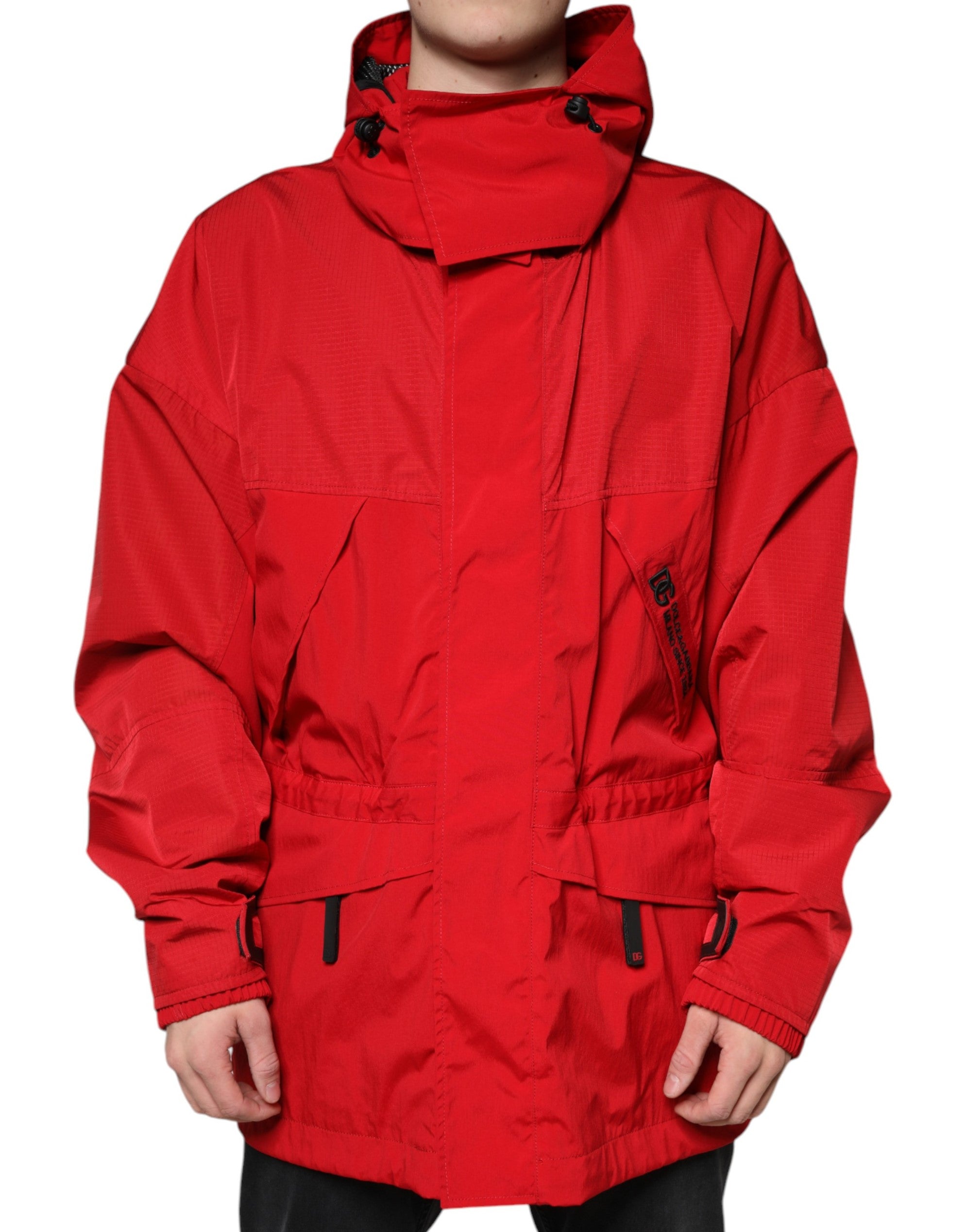 Hooded Nylon Parka — Red