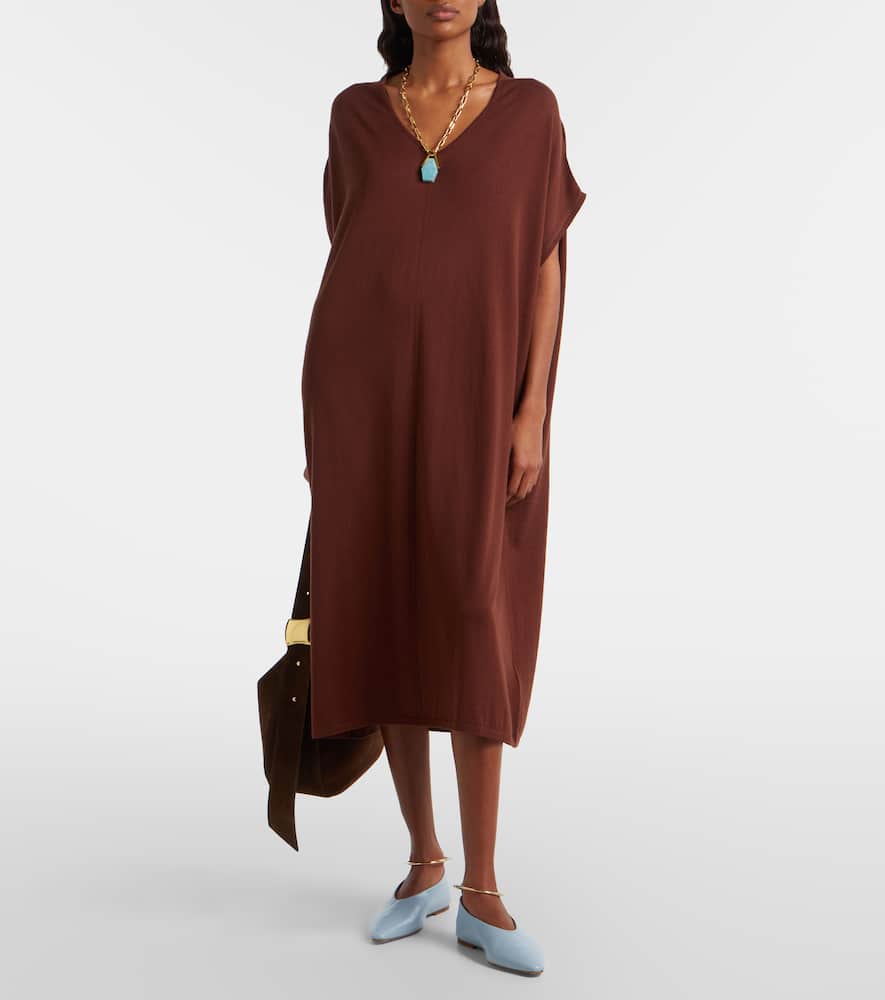 Cotton, silk, and cashmere midi dress