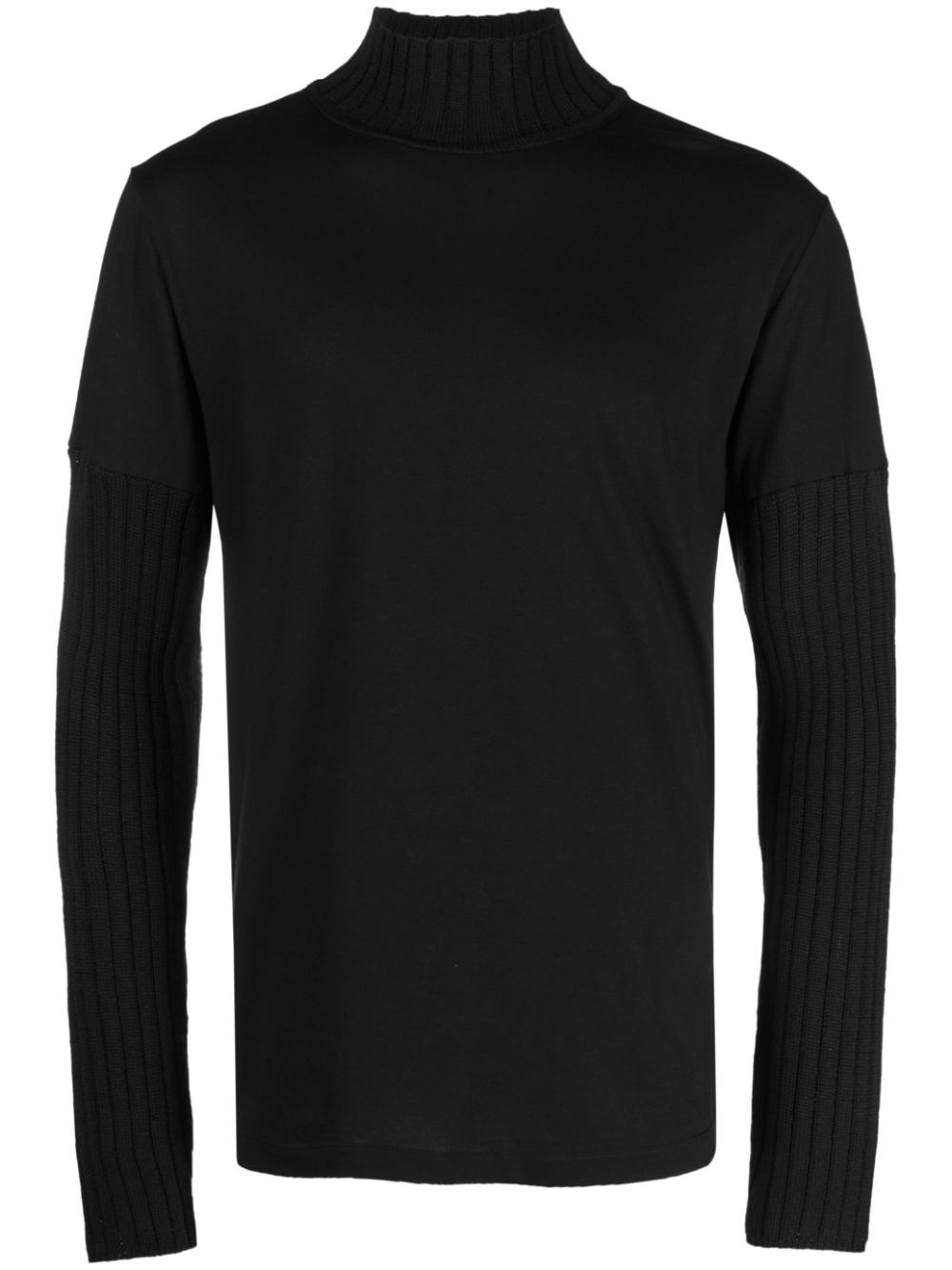 Ribbed-detail high-neck sweatshirt - Black