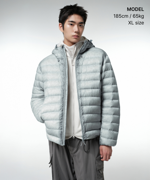 Sheer Hooded Light Down Jacket