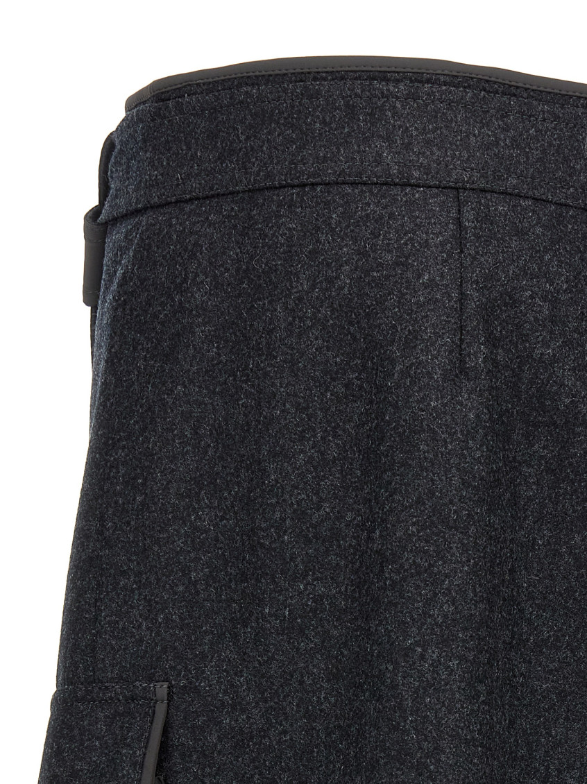 Wrap-design midi skirt - Black