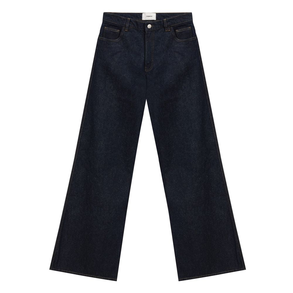 Wide-Leg High-Waisted Jeans — Navy