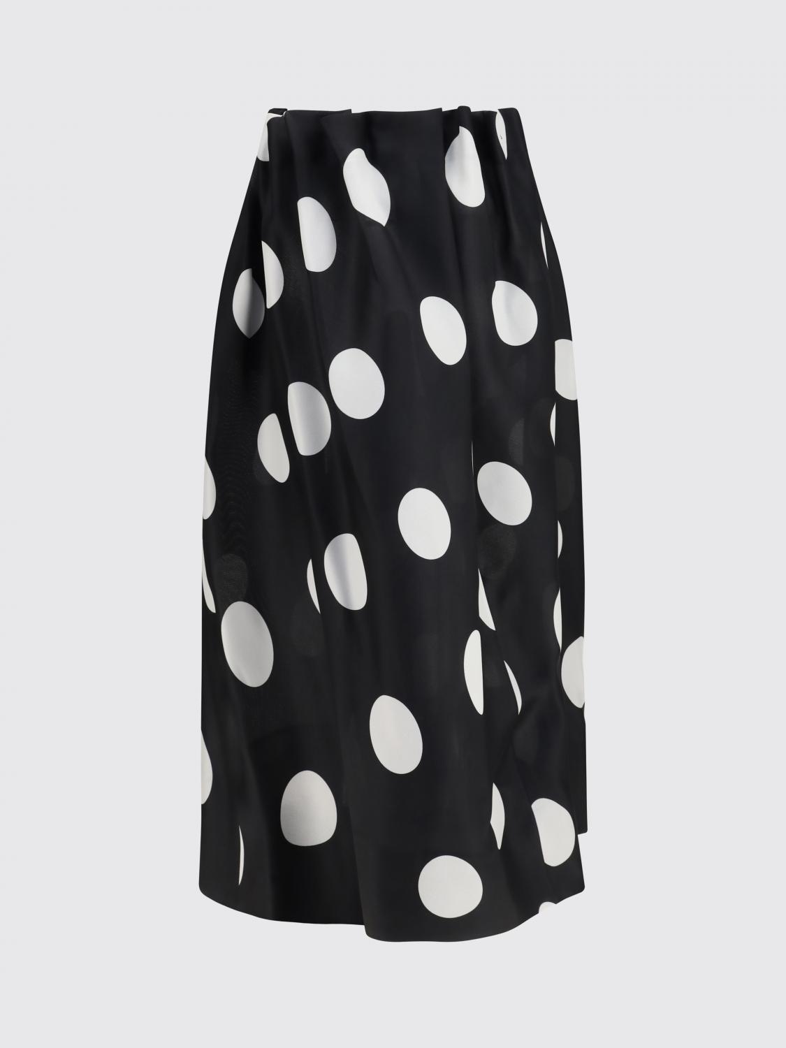 Polka-Dot Silk A-Line Midi Skirt with Elasticated Waist