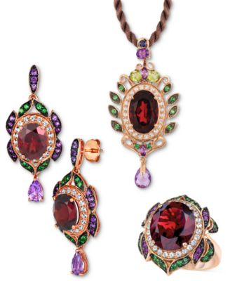 Crazy Collection Garnet Multi Stone Jewelry Collection In 14k Rose Gold