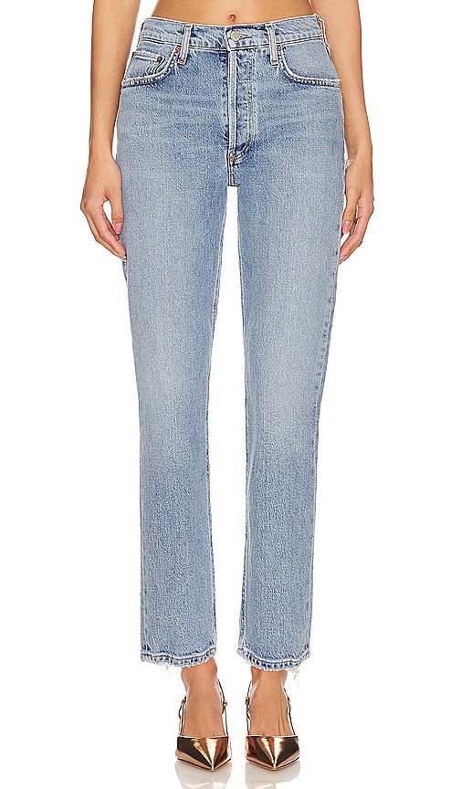 AGOLDE HIGH-RISE-JEANS MIT GERADEM SCHNITT RILEY in Denim-Light. Größe 33. Also in 30, 31