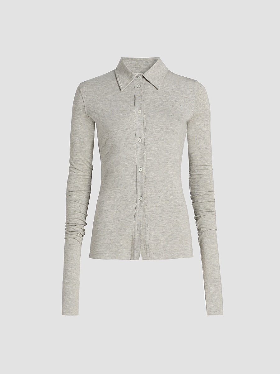 Women's Fitted Jersey Shirt - Pale Grey