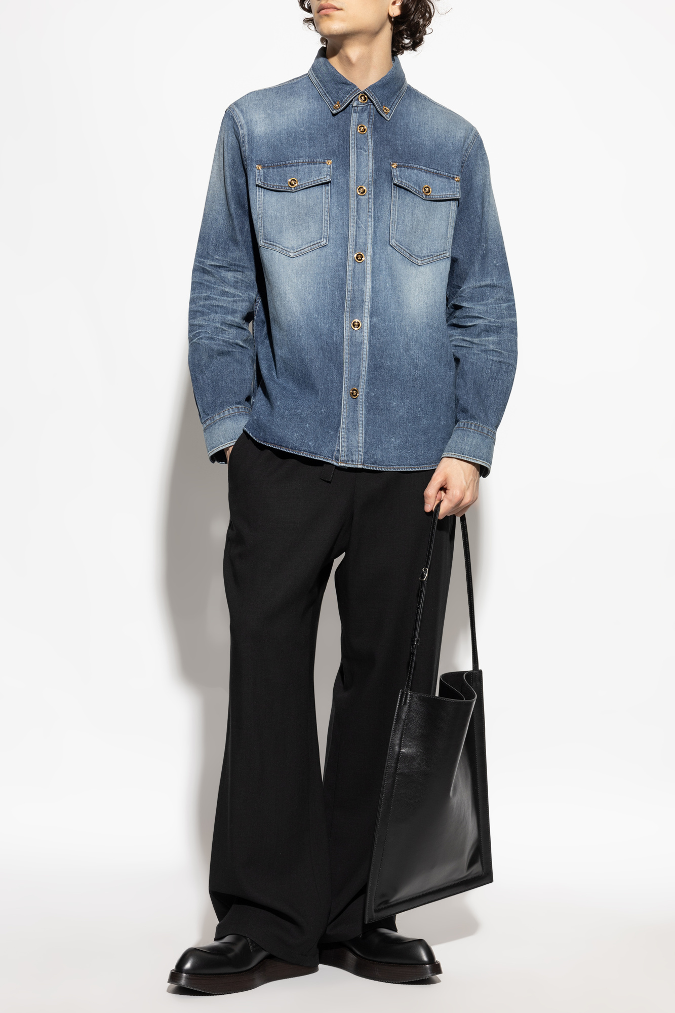 Versace Denim Shirt, Men's, Blue