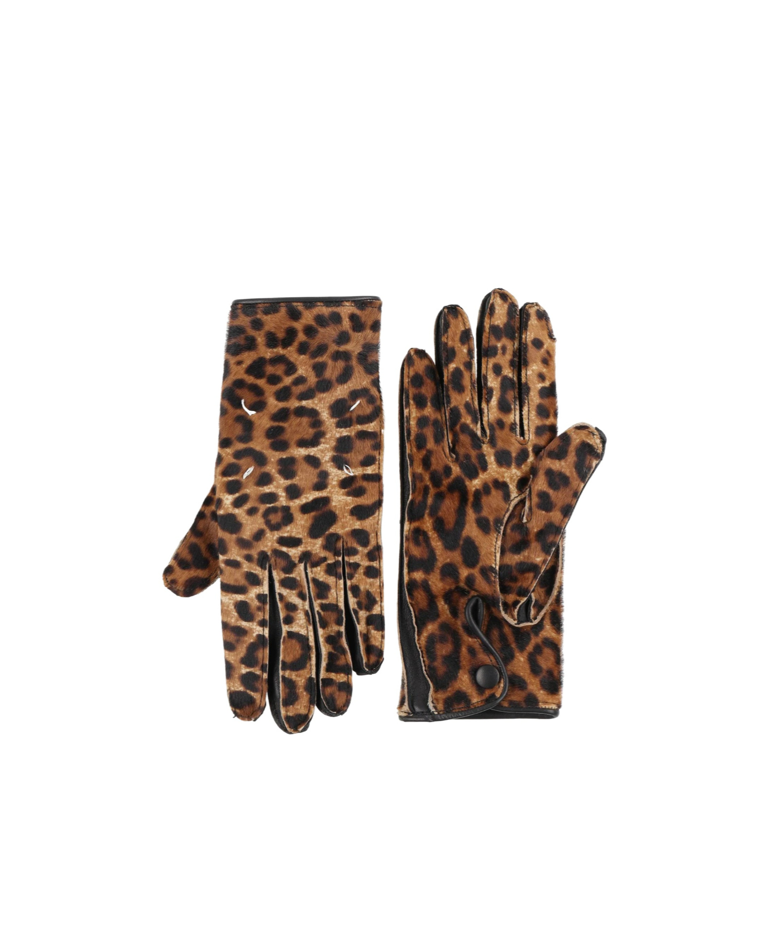 Leopard print leather gloves