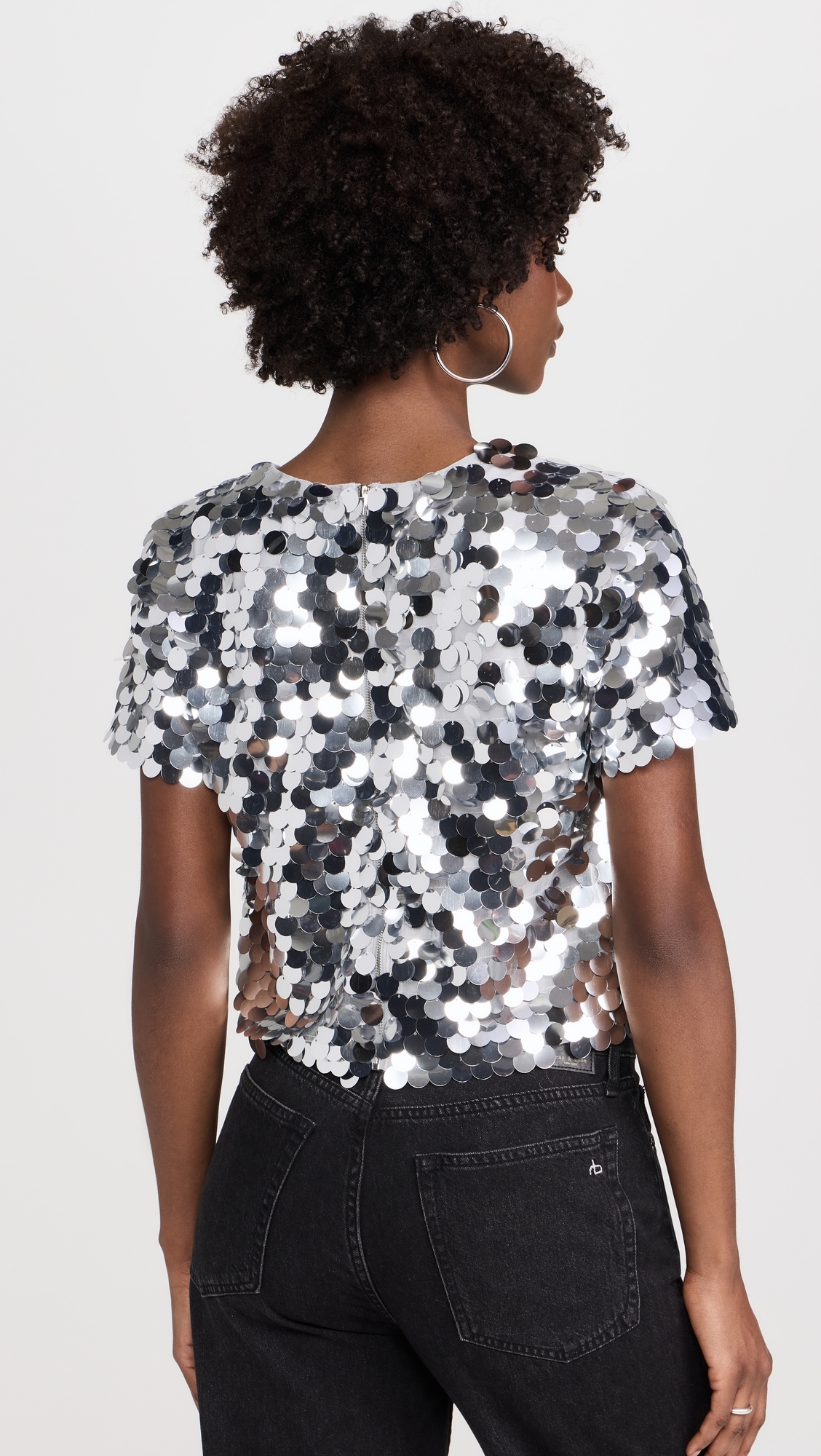 Fisheye Sequins Top Silver
