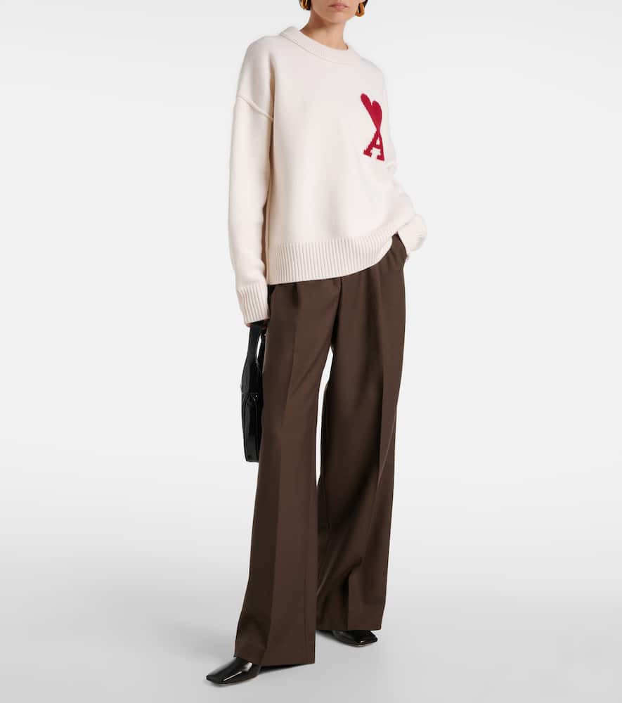 Virgin wool straight-leg pants