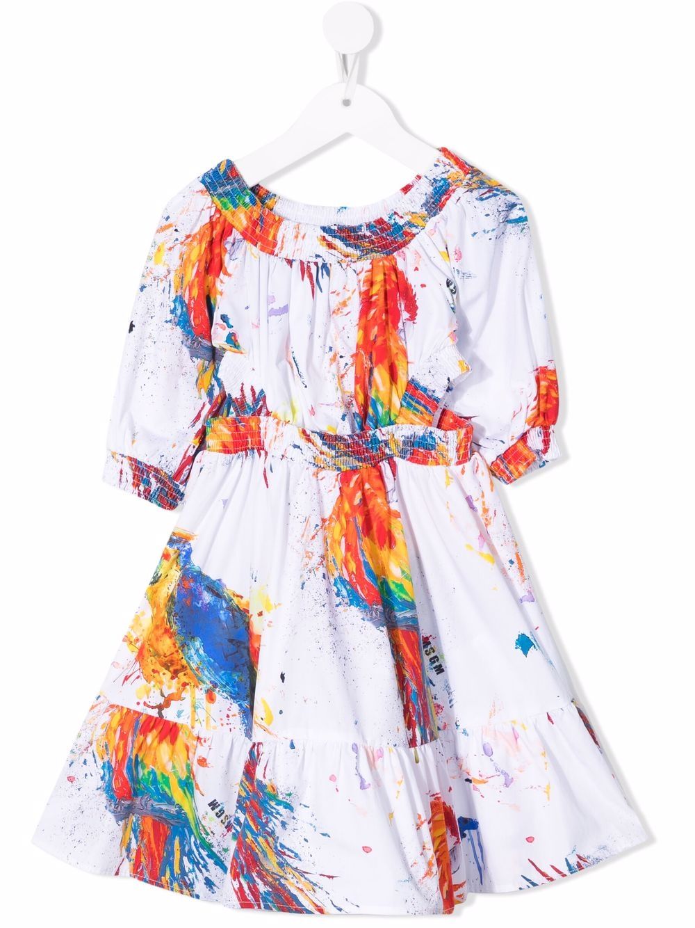 Paint-splatter logo dress - White