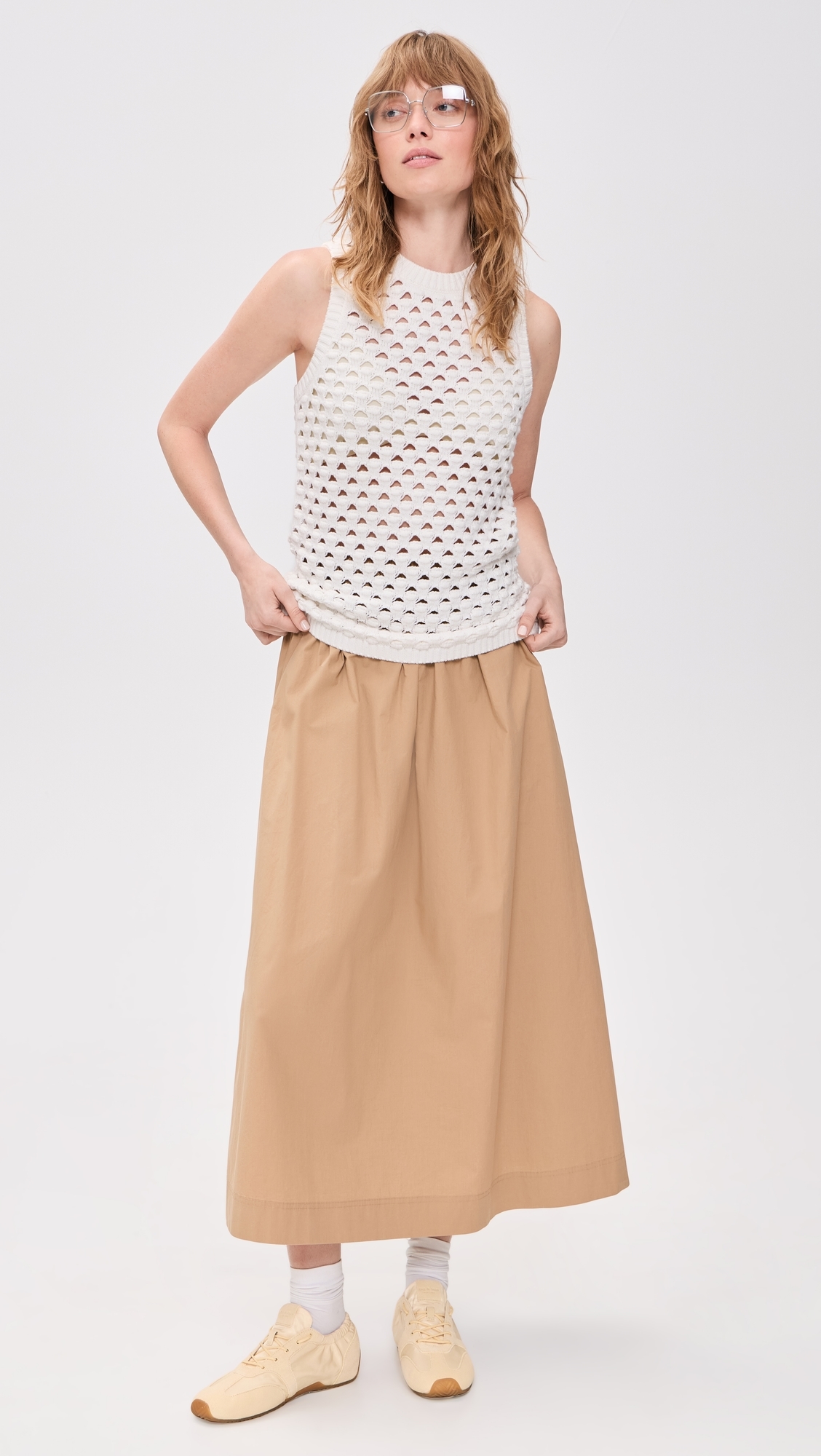 Jeanie Crochet Knitted Vest White