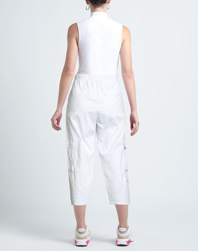 Woman Pants White Size M Cotton, Elastane
