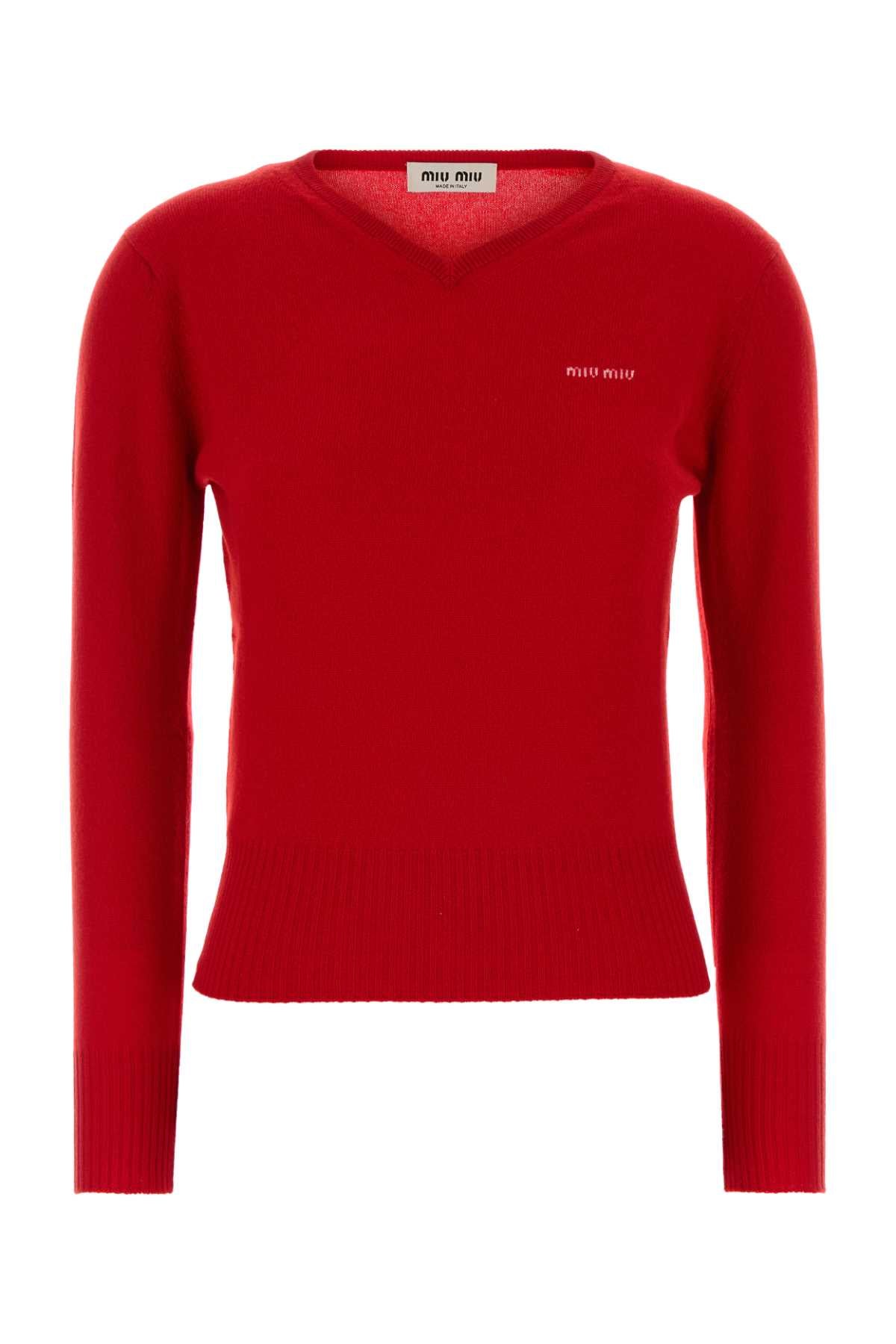 Cashmere Crew Neck Sweater — Red