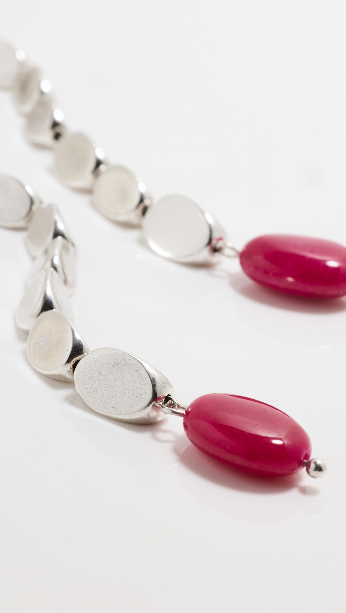 Long Earrings Fuchsia/Silver One Size