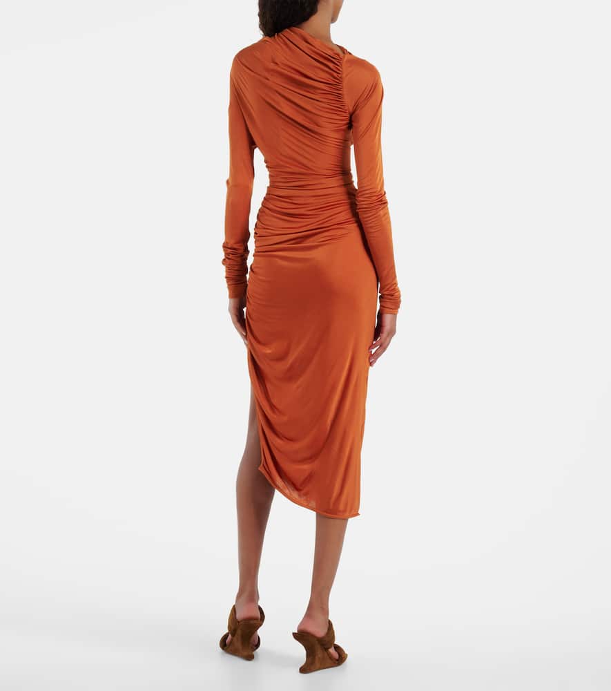 Svita ruched satin jersey midi dress