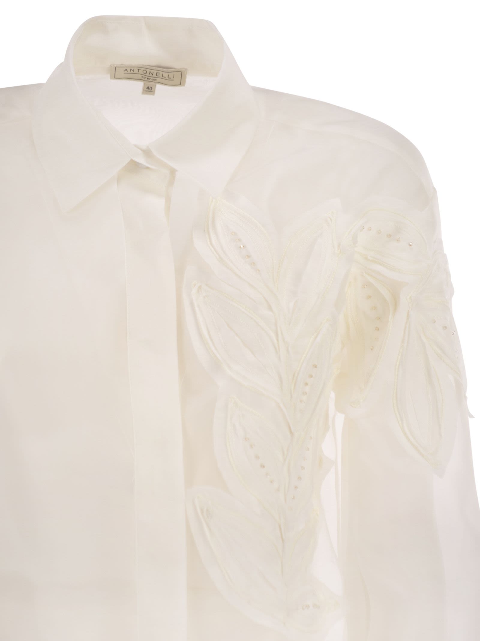 Antonelli Firenze Silk Shirt With Floral Appliqué