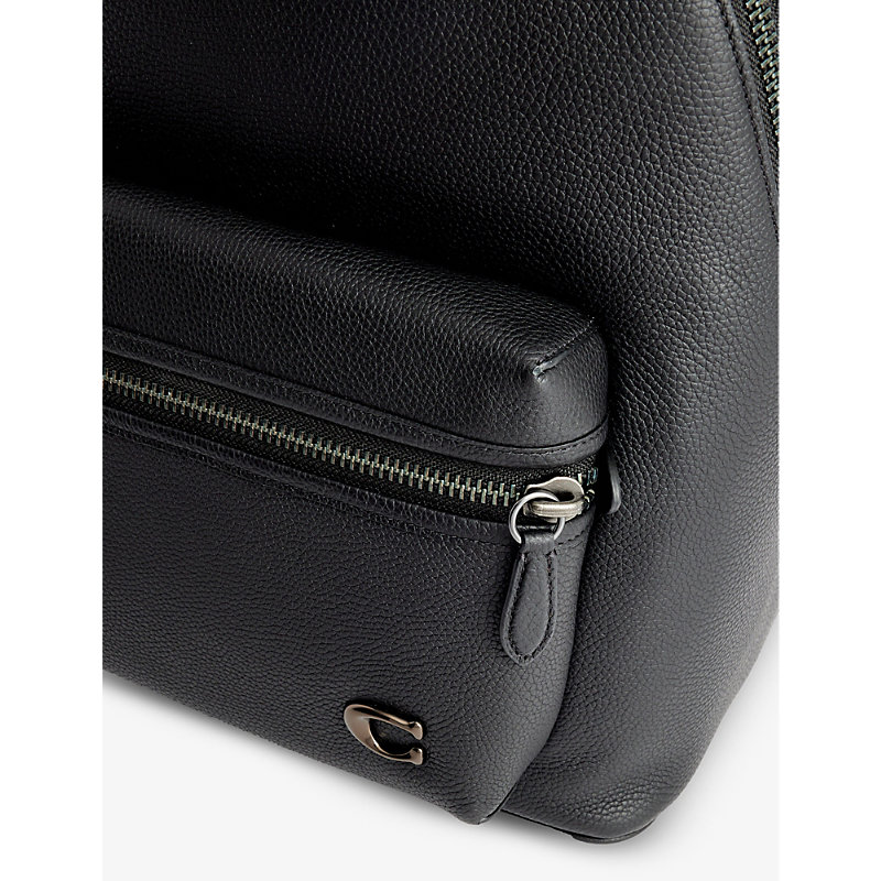 Mens Black Charter Leather Backpack