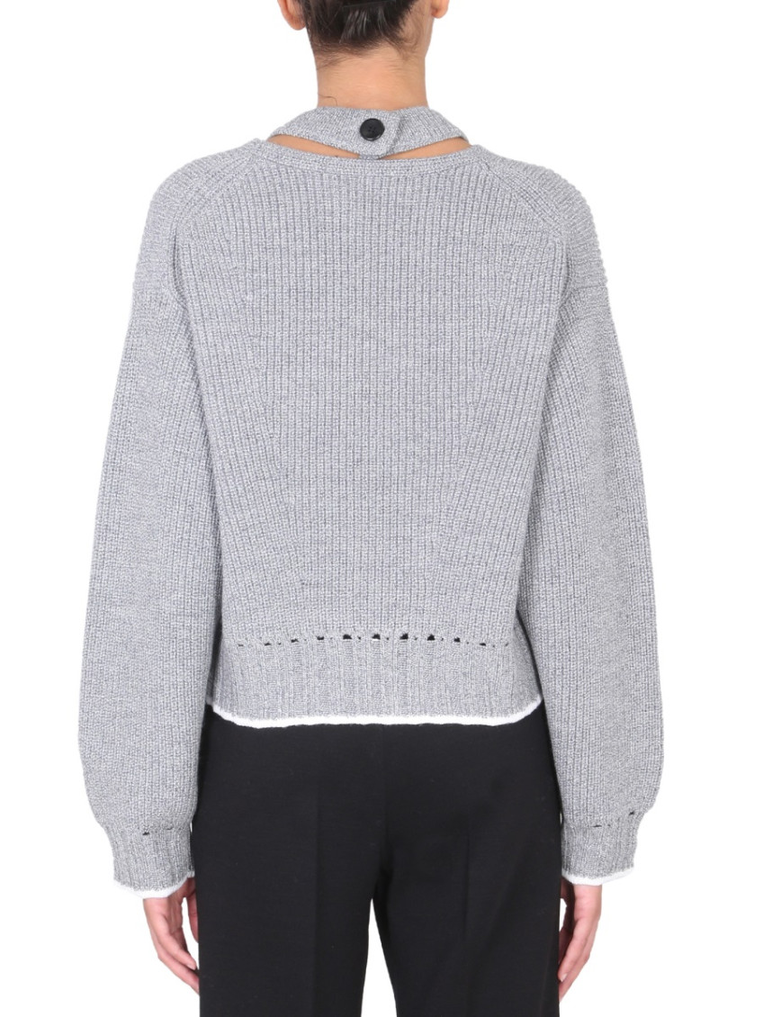 Grey Knitted Mock Collar Sweater