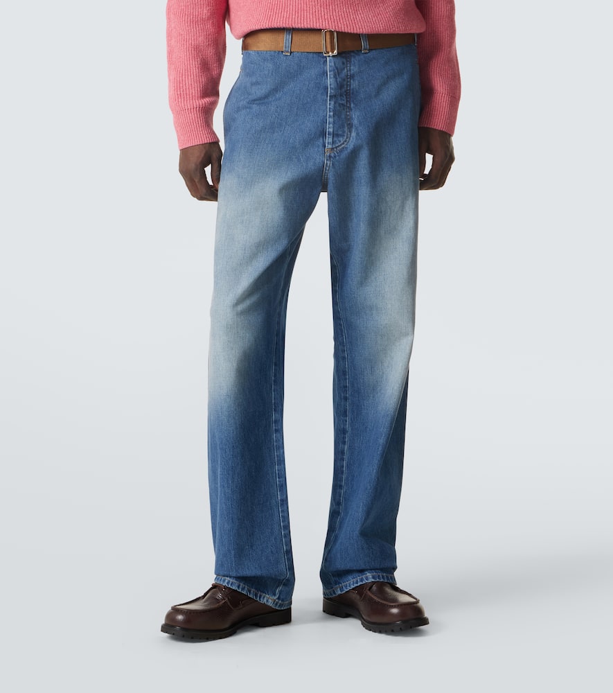 Belted straight jeans