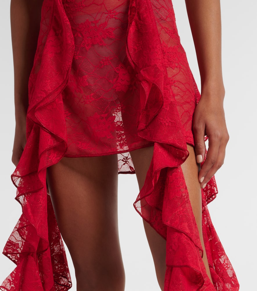 Oséree Ruffled lace bustier dress
