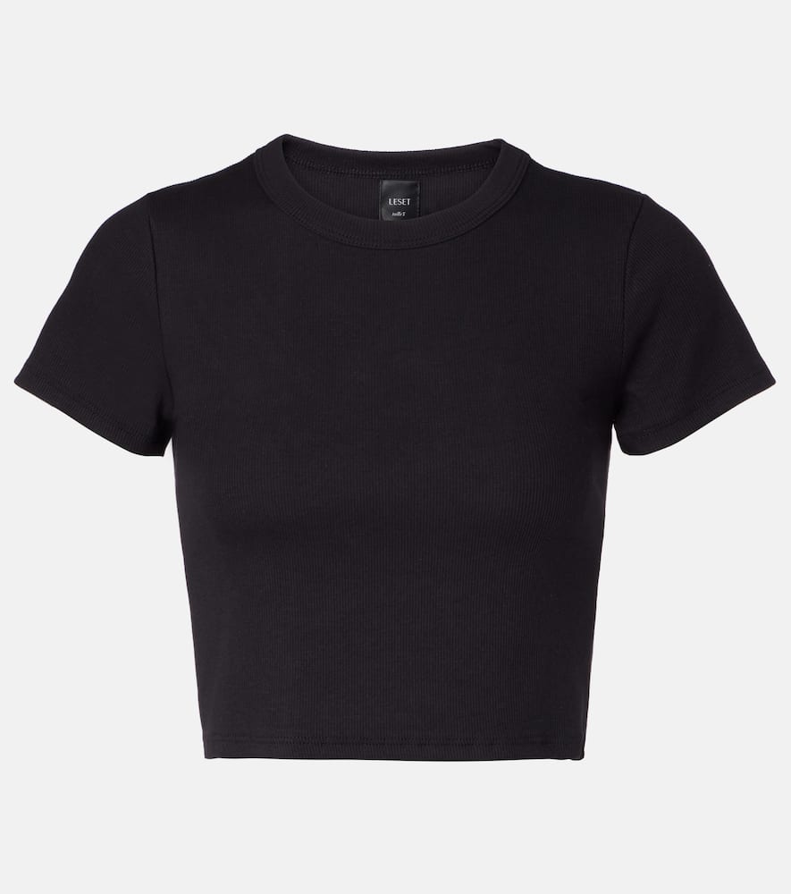 Kelly cropped cotton-blend jersey T-shirt