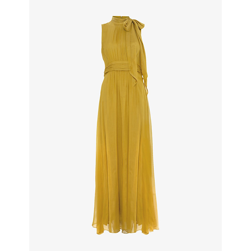 Womens Blaise Tie-Neck Silk Maxi Dress