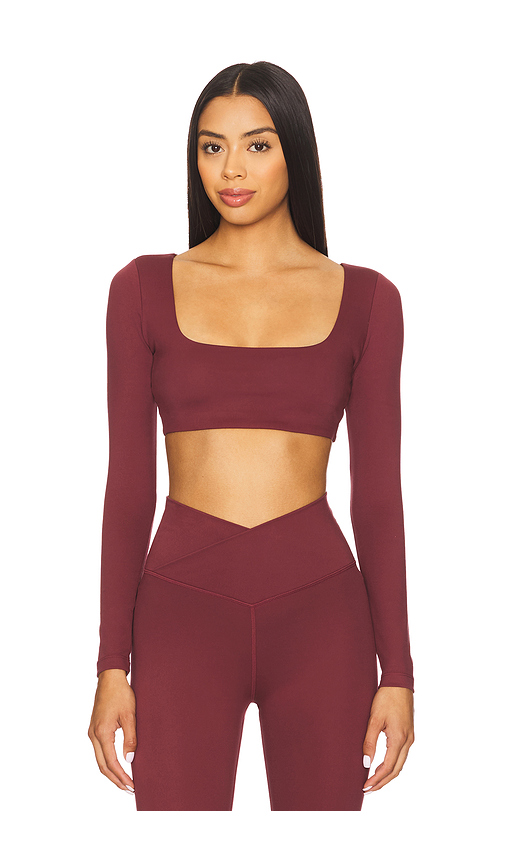 WellBeing + BeingWell FlowWell Lara Long Sleeve Top in Burgundy. XS. Also in L, M, S