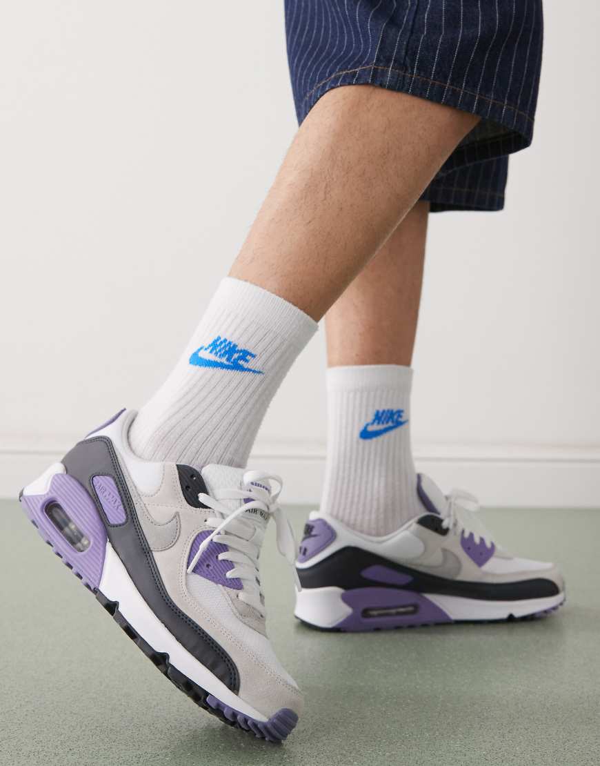 Nike Air Max 90 sneakers in white and purple