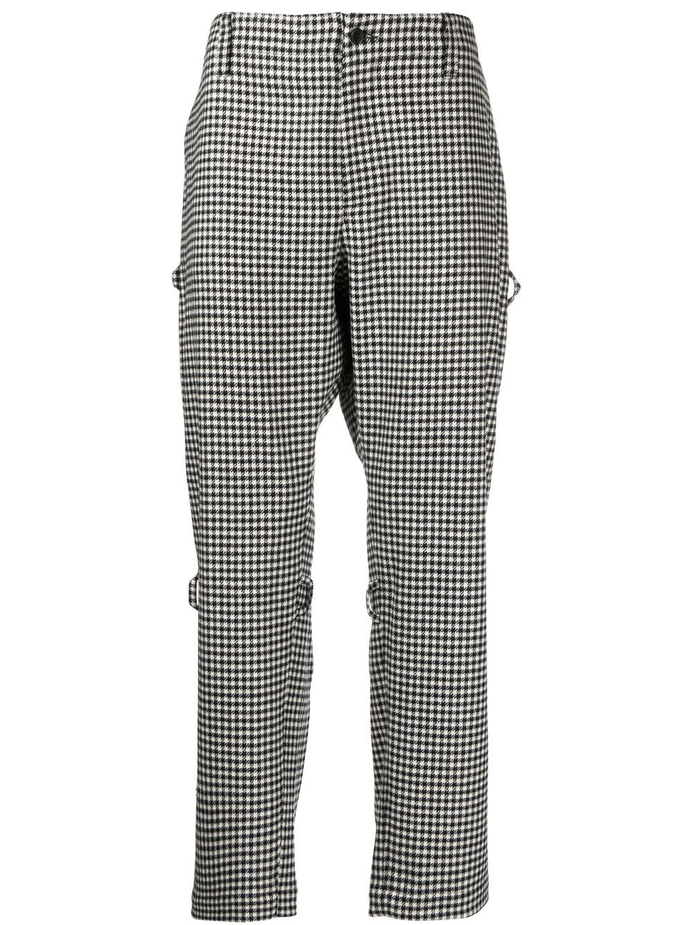 Houndstooth rear-zip tapered trousers - Grey