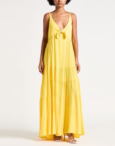 Woman Maxi dress Yellow Size 6 Rayon