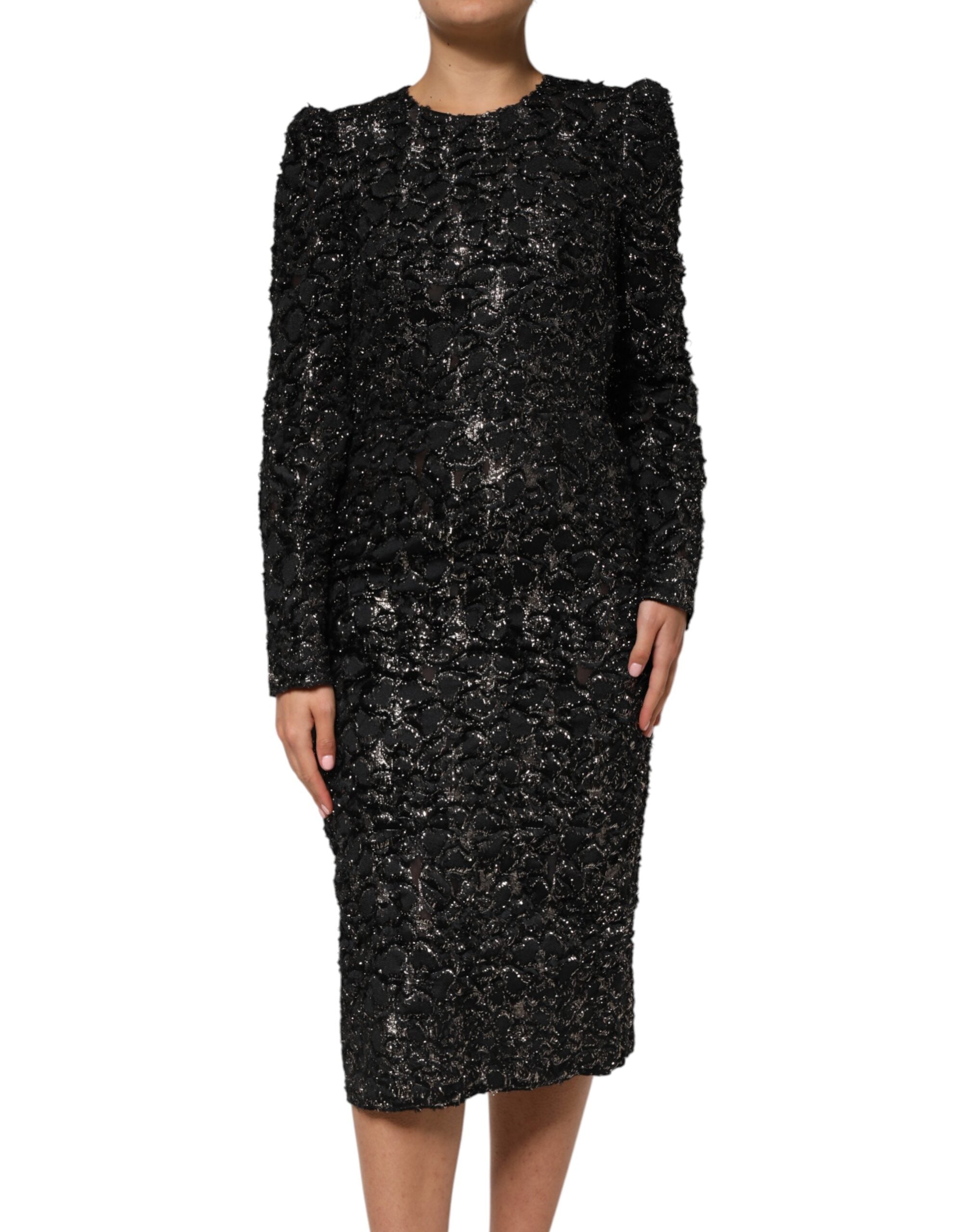 Sequin Bouclé Tweed Dress — Black