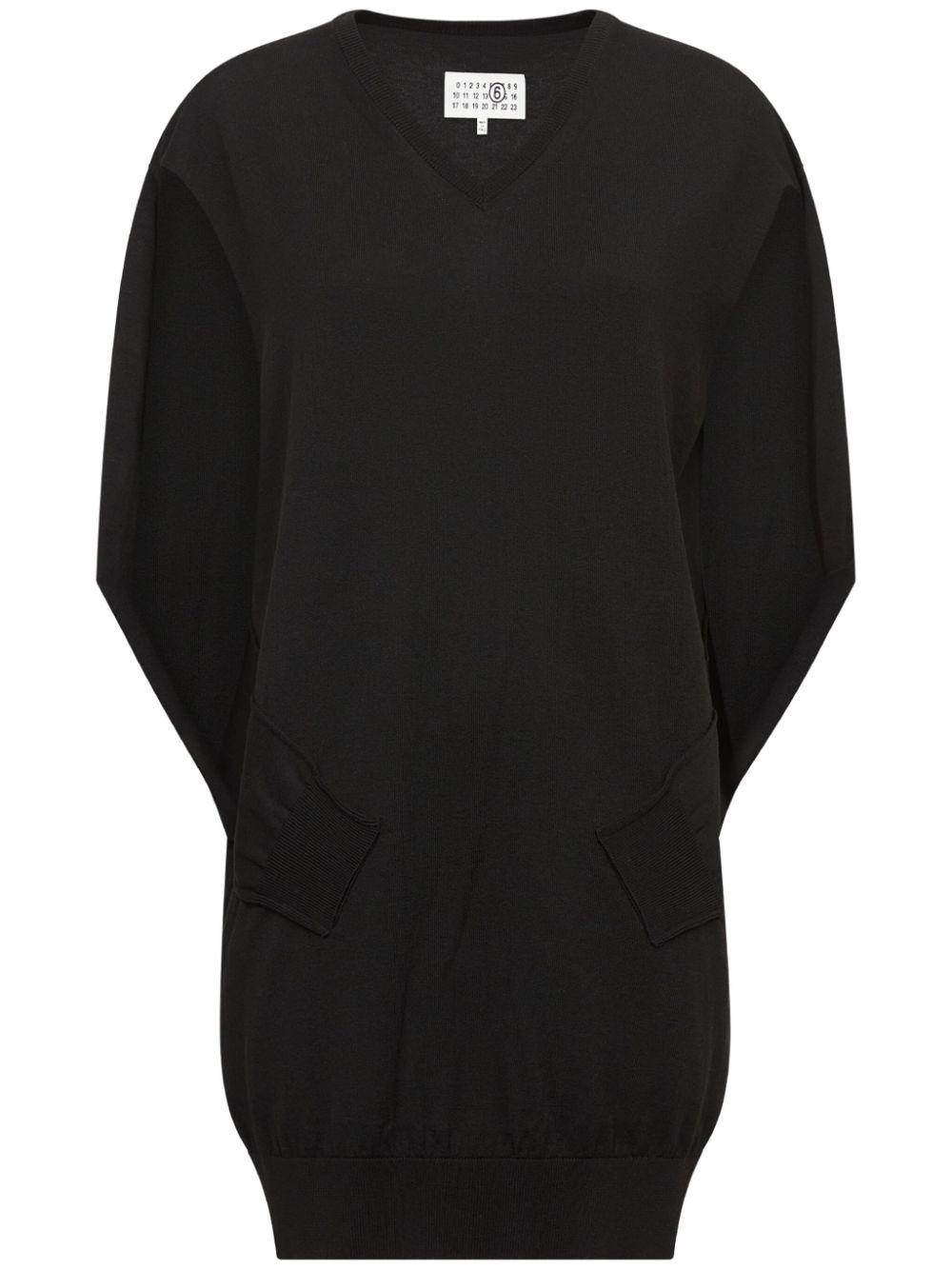 V-neck cape-design minidress - Black