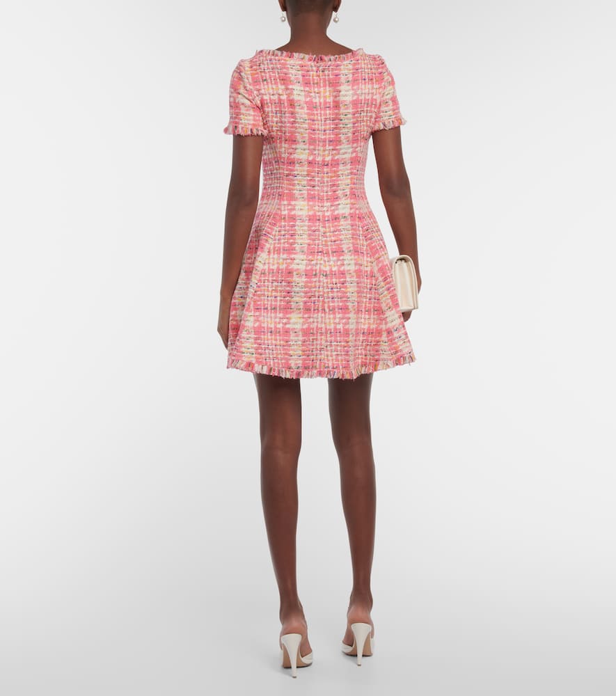 Oscar de la Renta Fringed checked tweed minidress