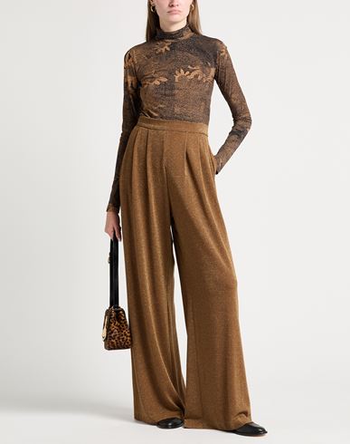 Momoní Woman Pants Khaki Size 10 Polyester, Viscose, Polyamide, Metallic Polyester, Elastane