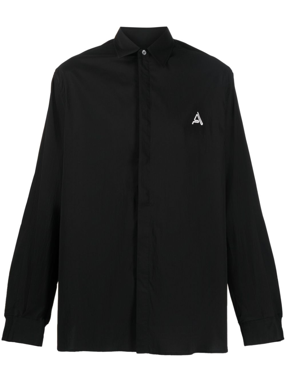 Logo-embroidered cotton shirt - Black