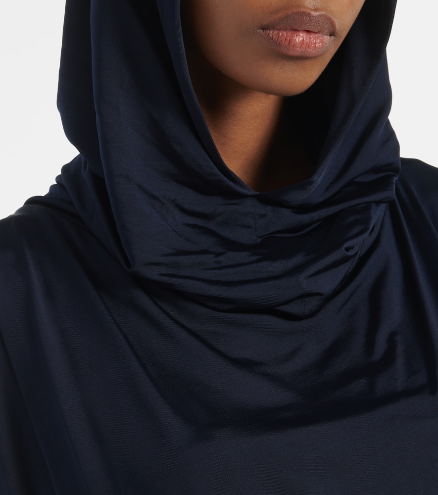 Hooded jersey midi dress