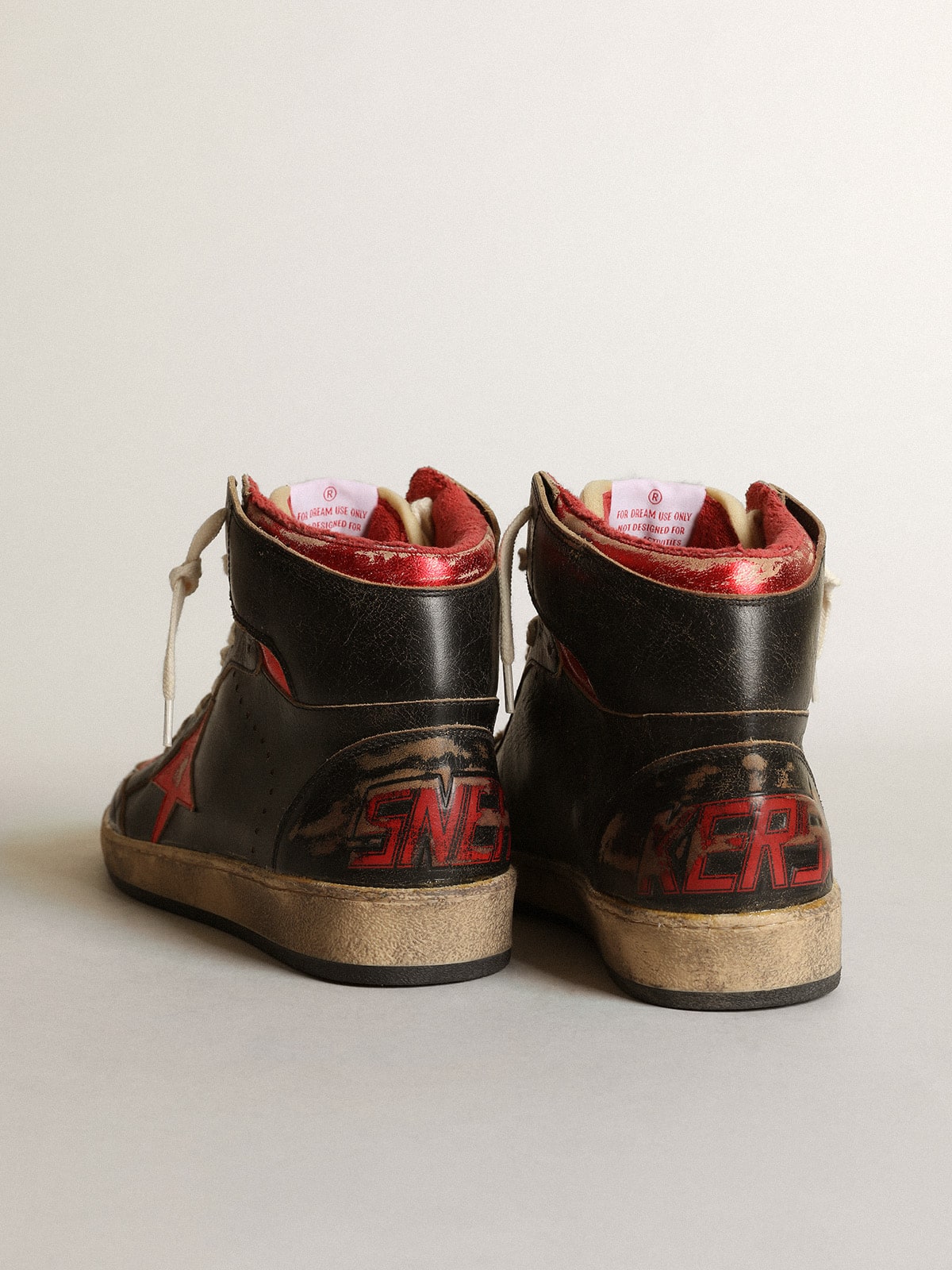 Golden Goose - Men's Sky-star In Glossy Black Leather With Red Star, Man