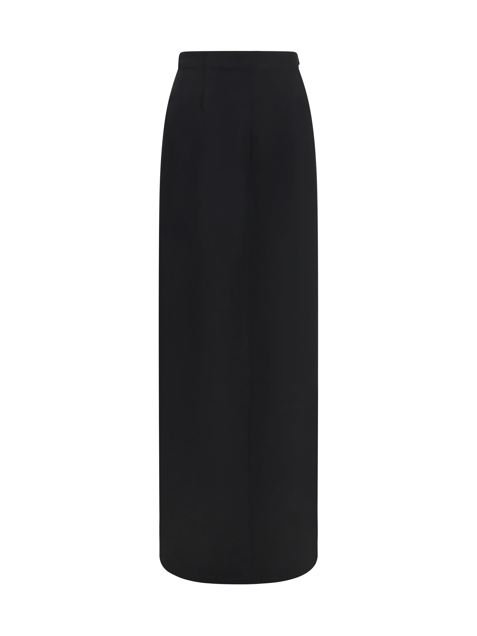 Back Slit Fleece Wool Skirt — Black