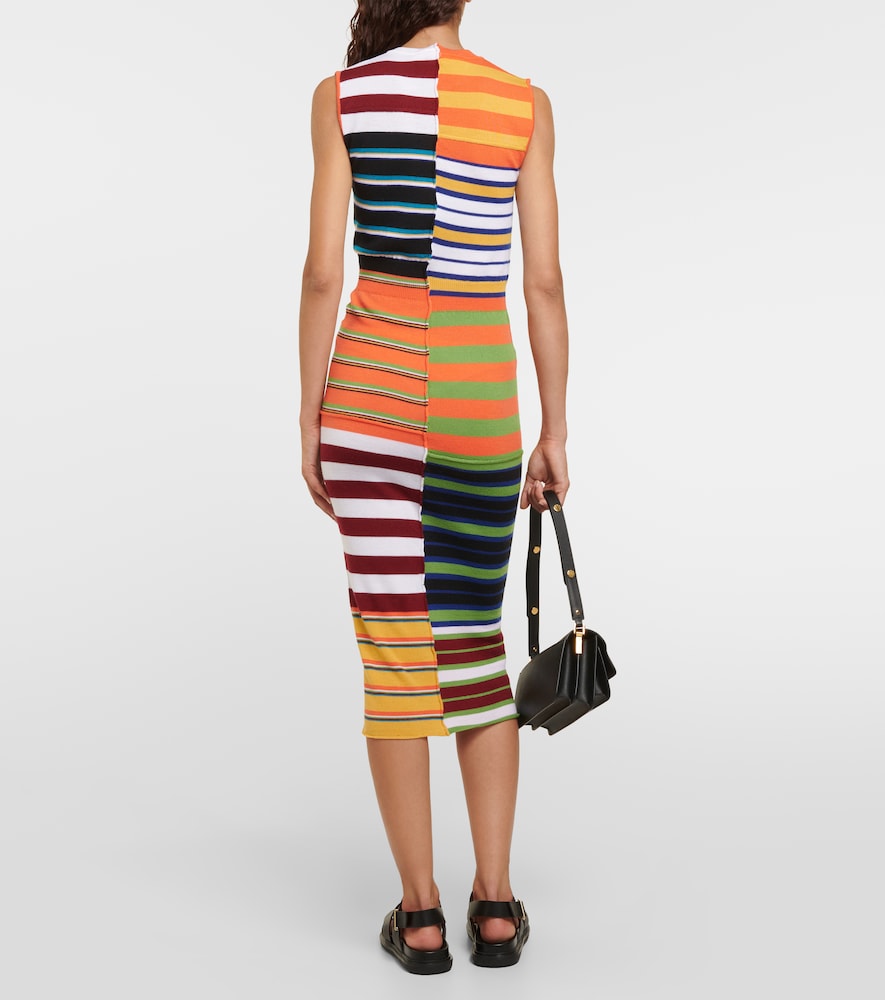 Striped wool midi dress