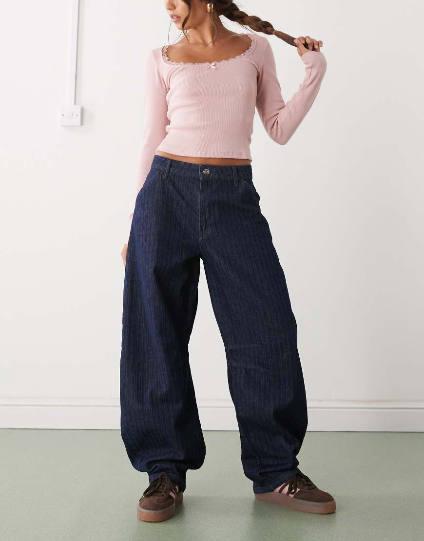 Barrel jeans co-ord in laser stripe-Multi